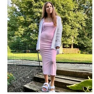 Wild Fable Women's Square Neck Midi Pink Dress Size XS